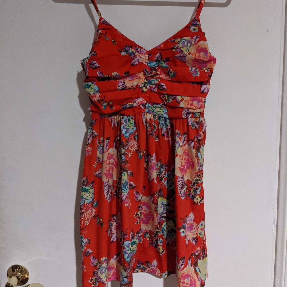 Orange floral summer dress